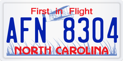 NC license plate AFN8304