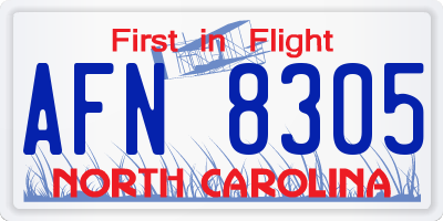 NC license plate AFN8305