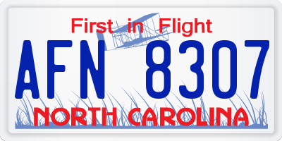 NC license plate AFN8307