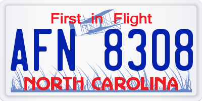 NC license plate AFN8308