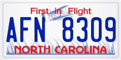 NC license plate AFN8309