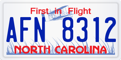 NC license plate AFN8312