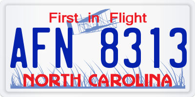 NC license plate AFN8313