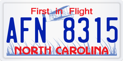 NC license plate AFN8315