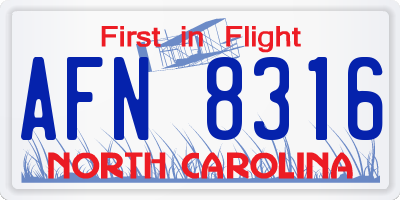 NC license plate AFN8316