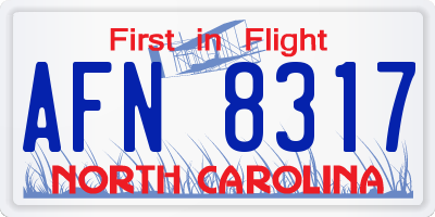 NC license plate AFN8317
