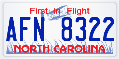 NC license plate AFN8322
