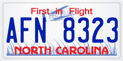 NC license plate AFN8323