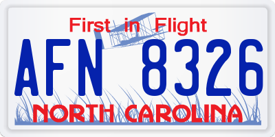 NC license plate AFN8326