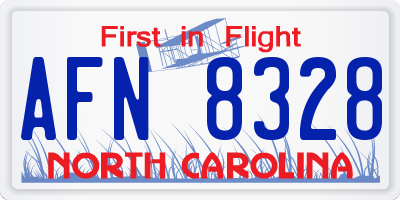 NC license plate AFN8328