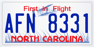 NC license plate AFN8331