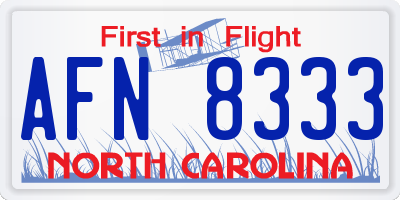 NC license plate AFN8333