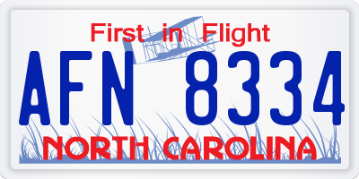 NC license plate AFN8334