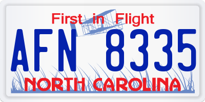 NC license plate AFN8335