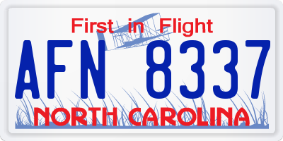 NC license plate AFN8337