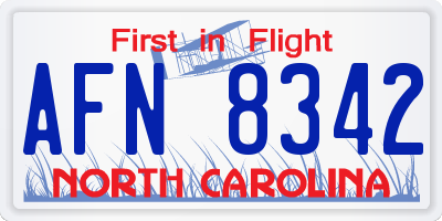 NC license plate AFN8342