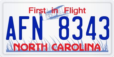 NC license plate AFN8343