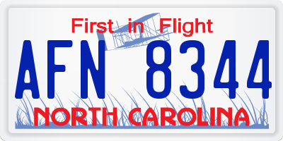 NC license plate AFN8344