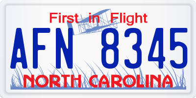 NC license plate AFN8345