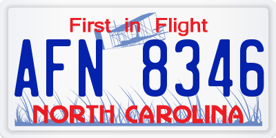 NC license plate AFN8346