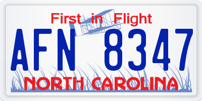 NC license plate AFN8347