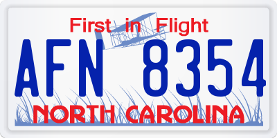NC license plate AFN8354