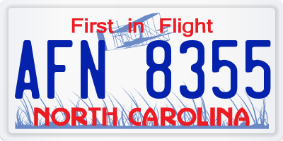 NC license plate AFN8355