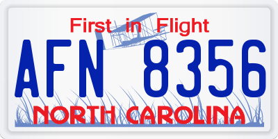 NC license plate AFN8356