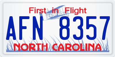 NC license plate AFN8357