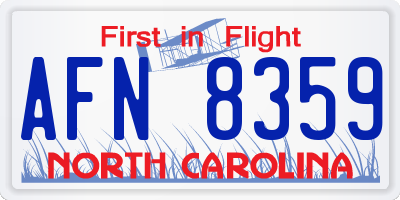NC license plate AFN8359