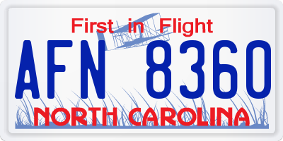 NC license plate AFN8360