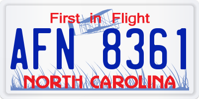 NC license plate AFN8361