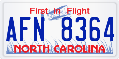 NC license plate AFN8364