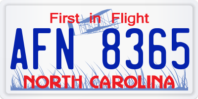 NC license plate AFN8365