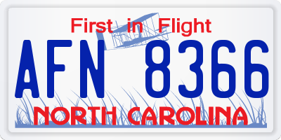 NC license plate AFN8366