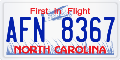 NC license plate AFN8367