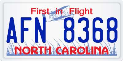 NC license plate AFN8368