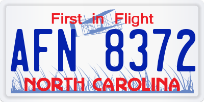NC license plate AFN8372