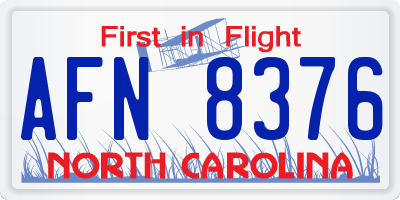 NC license plate AFN8376