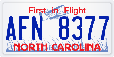 NC license plate AFN8377