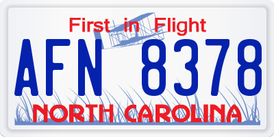NC license plate AFN8378
