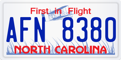 NC license plate AFN8380