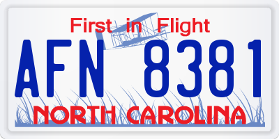NC license plate AFN8381