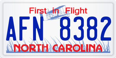 NC license plate AFN8382