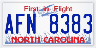 NC license plate AFN8383