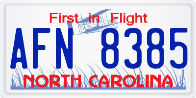 NC license plate AFN8385