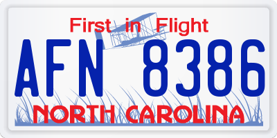 NC license plate AFN8386