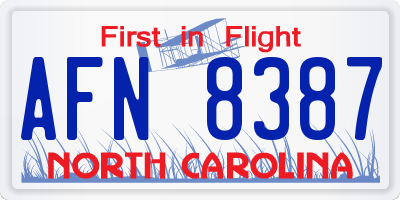 NC license plate AFN8387