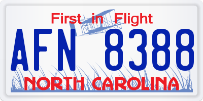 NC license plate AFN8388