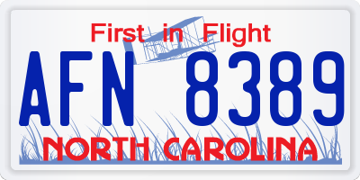 NC license plate AFN8389